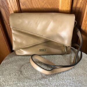 JOE’S JEANS Tan Asymmetrical Zipper Leather Crossbody Bag